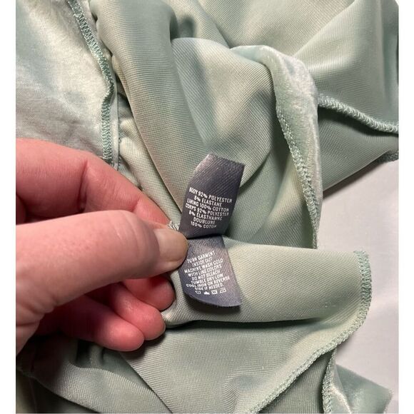Aerie Layered Double Strap Crushed Velvet Subtle Crop Tank Mint Green Size Large - Picture 2 of 9
